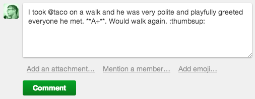 Comments, attachments, and discussion.